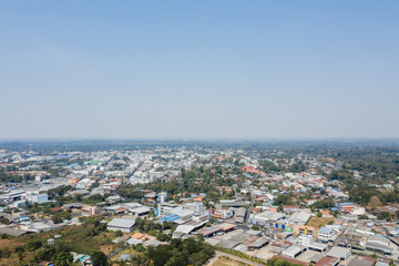 Aerial view of Mueang Sisaket District Sisaket Province, Thailand