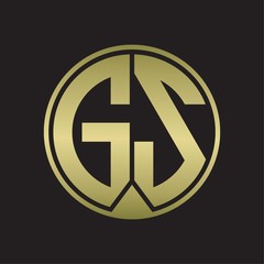 GS Logo monogram circle with piece ribbon style on gold colors