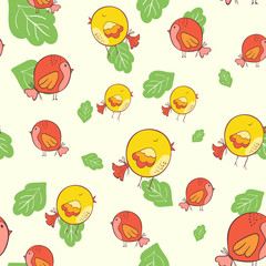 Bird seamless pattern. Background with cute hand drawn bird doodles. vector. for wallpaper, pattern fills, web page background, surface textures.
