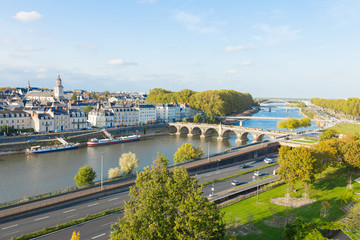 Panoramic view from the Castle, Angers, Maine-et-Loire, France. Beautiful daylight shot of the 