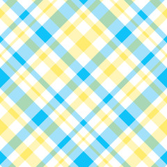 Seamless pattern in fine light yellow, blue and white colors for plaid, fabric, textile, clothes, tablecloth and other things. Vector image. 2