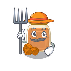 Happy Farmer walnut butter cartoon picture with hat and tools