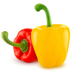 Sweet pepper, red, yellow paprika, isolated on white background, clipping path