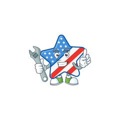 happily Mechanic USA star cartoon character design