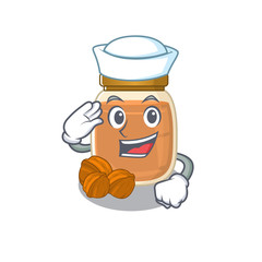 Walnut butter cartoon concept Sailor wearing hat