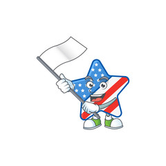 Funny USA star cartoon character design with a flag