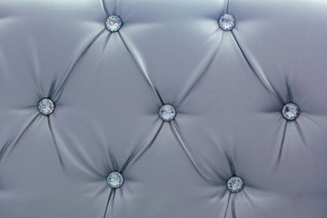 Luxury silver texture of leather furniture decorated with crystals