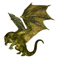 3D Rendering Fairy Tale Dragon on White