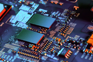 Fototapeta premium Electronic circuit board close up.