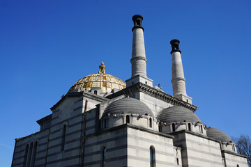 view of the beautiful crematorium of the Père Lachaise cemetery in Paris, France