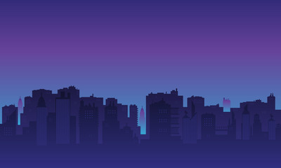 Fototapeta premium Urban silhouette with tall buildings at night