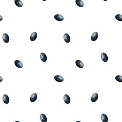 Watercolor hand drawn seamless pattern with olive tree black fruit on trendy earthy hue isolated on white background. Good for textile, wrapping paper, background, design etc.