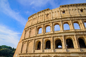Obraz premium Colosseum, an oval amphitheatre and the most popular tourist attraction in Rome, Italy
