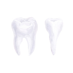 Watercolor composition on the theme of dentistry. Elements of dental care
