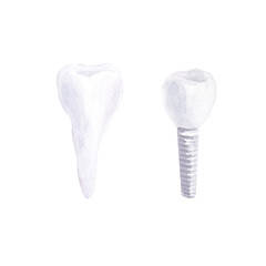 Watercolor composition on the theme of dentistry. Elements of dental care