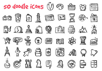 vector doodle icons set for web design
