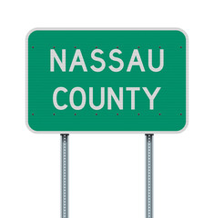Vector illustration of the Nassau County green road sign on metallic pole