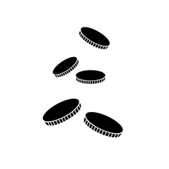 Falling coins icon. Raster illustration