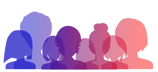 Silhouettes de visages féminins multicolores