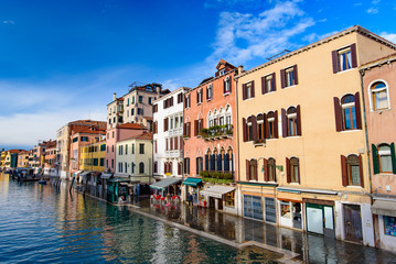 Fototapeta na wymiar Vintage buildings along the canal in Venice, Italy