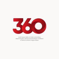 360 Number Text Vector Template Design Illustration