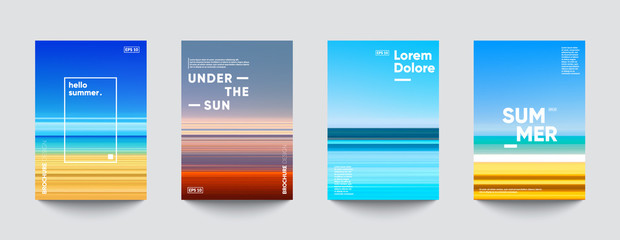 Summer backgrounds set. Creative gradients in summer colors. Ocean horizon, beach and sunsets.  © plasteed