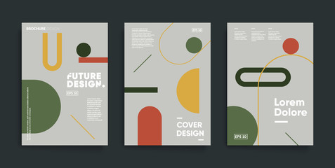 Bauhaus design covers set. Minimal geometric backgrounds.  - obrazy, fototapety, plakaty