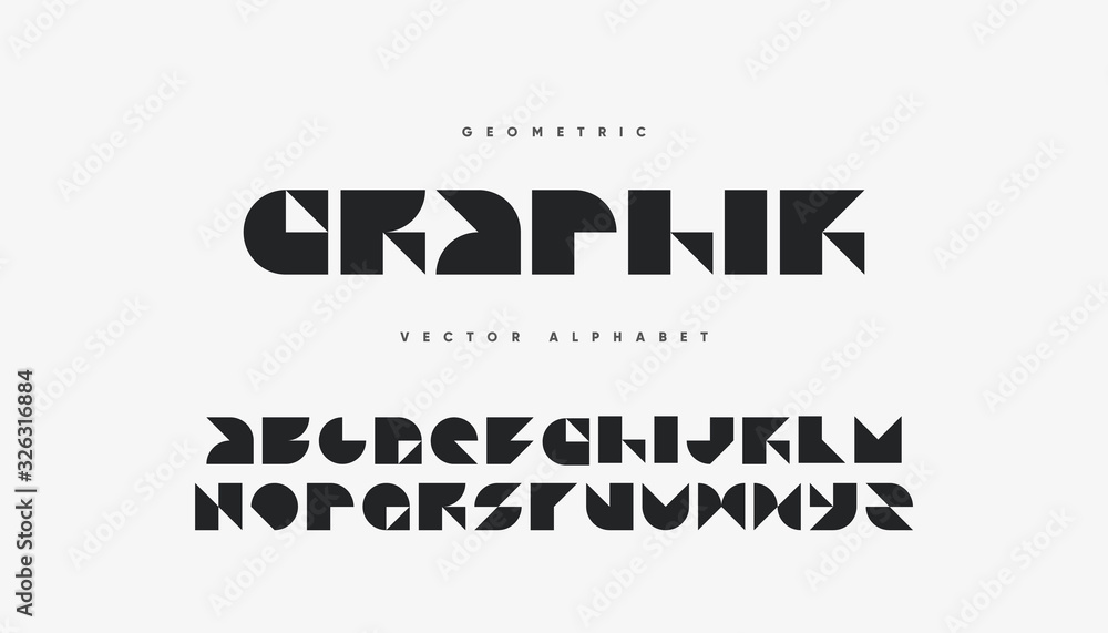 Poster bold geometric font design. digital typography. eps10 vector.