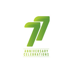 77 Years Anniversary Celebration Number Text Vector Template Design Illustration