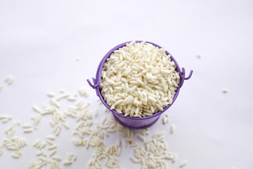 rice in a bucket. organic grain rice