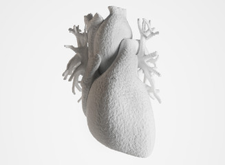Bioprint of a heart, 3D printing of a heart, concept of the future in medicine - 3D rendering