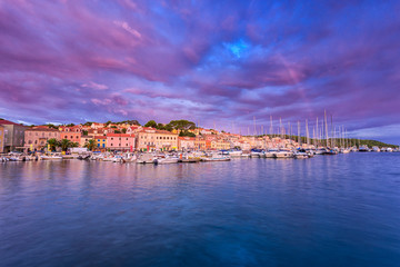Fototapeta na wymiar morning view of Marina in in Mali Losinj town, Croatia.