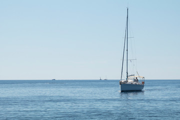 luxury  big white sailing yachts at the sea 