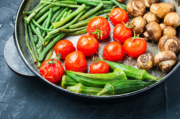 Baked vegetables in pan
