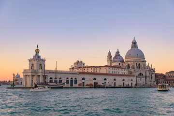 Fototapeta premium Santa Maria della Salute (Saint Mary of Health) at sunrise time, a Catholic church in Venice, Italy