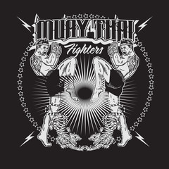 Muay Thai Fighters Emblem Badge Design