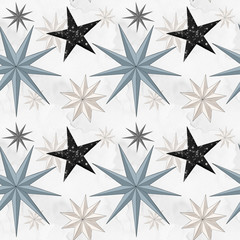 Different Christmas Stars Pattern Texture Background Hand Drawn Illustration	