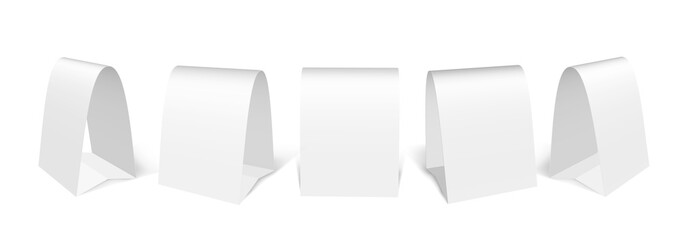 White tiangle table tent. Plastic or paper template