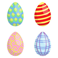 Vector set of easter eggs. Colorful objects in flat style isolated on white background.