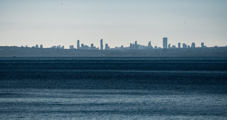 Naklejka premium City skyline of Benidorm in Alicante with clear sky