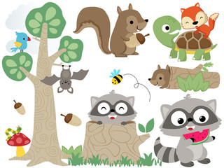 cartoon set of forest animals cartoon