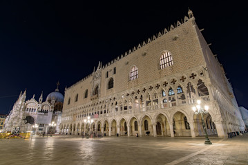 Fototapeta na wymiar Night view of St Mark's Square (Piazza San Marco), Venice, Italy