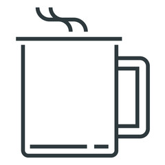 Tea mug black line icon on white background	