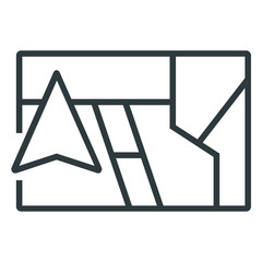 Gps route black line icon on white background