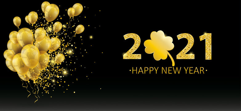 Golden Balloons Golden Shamrock Confetti 2021 New Year