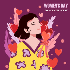 Obraz na płótnie Canvas International Women's Day, Illustration of Happy Womens greeting background