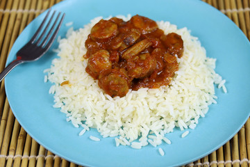 rougail aux saucisses et riz 