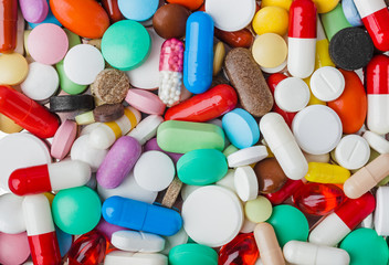 Heap of pills - medical background