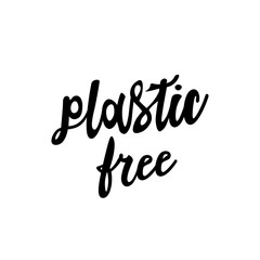 Plastic free logo. Black and white composition. Zero waste concept, recycle, reuse, reduce - ecological lifestyle, sustainable development. Vector hand drawn illustration.