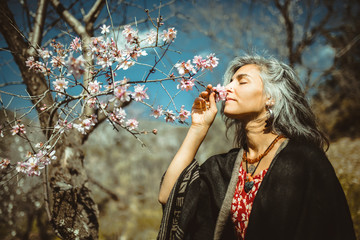 Beautiful women enjoying the nature.